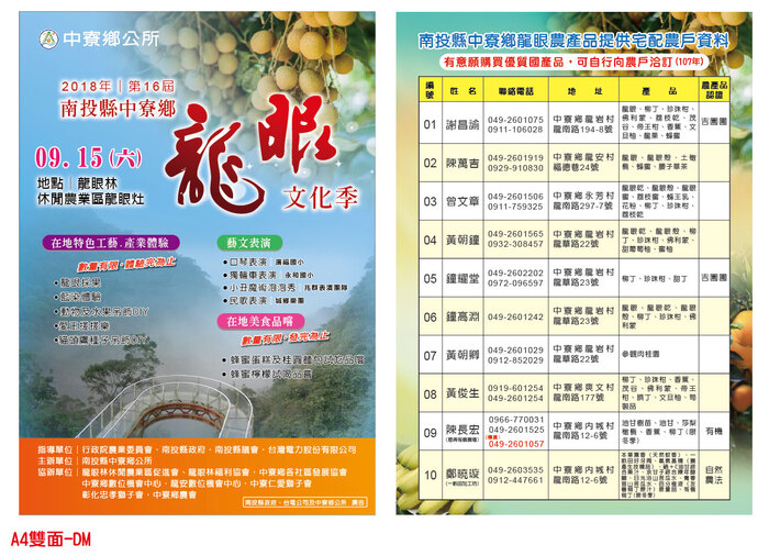 2018年南投縣中寮鄉第16屆龍眼文化季